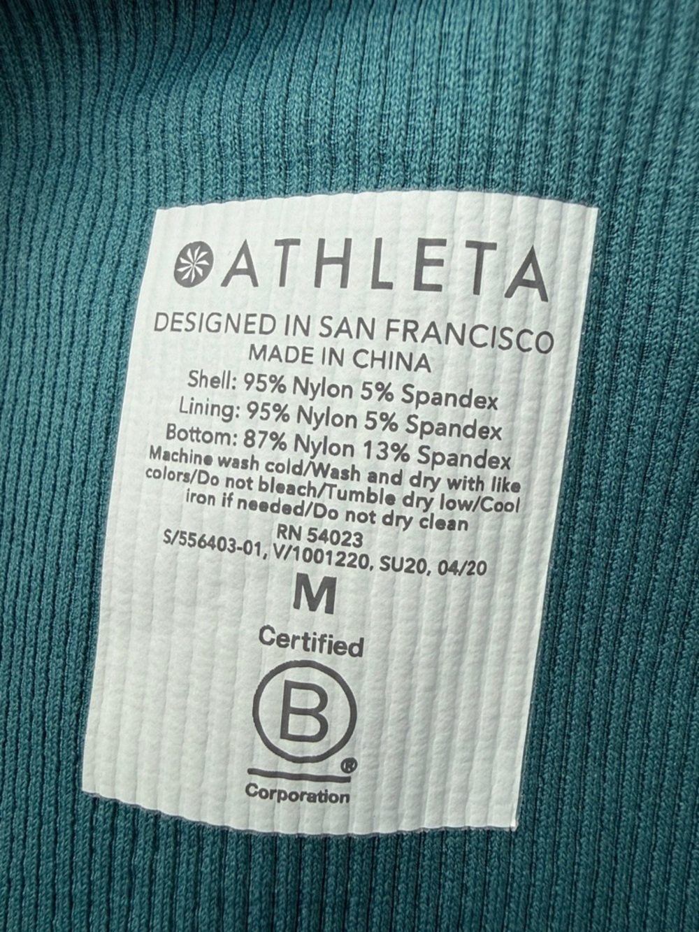 ATHLETA Aurora Ribbed Tank Top - Teal Green Size Medium - Picture 5 of 5